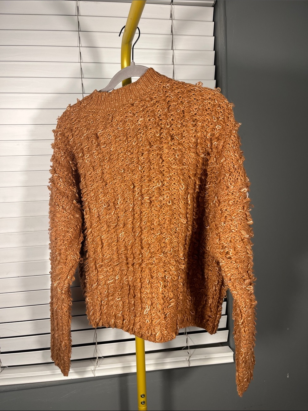 HYFVE Textured Loop-Knit Crewneck Sweater in Burnt Orange - NWOT - Picture 3 of 4